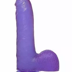 Doc Johnson, Crystal Jellies 7 Inch Thin Cock With Balls – Purple